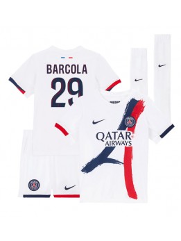 Paris Saint-Germain Bradley Barcola #29 Replika Borta Kläder Barn 2024-25 Kortärmad (+ byxor)